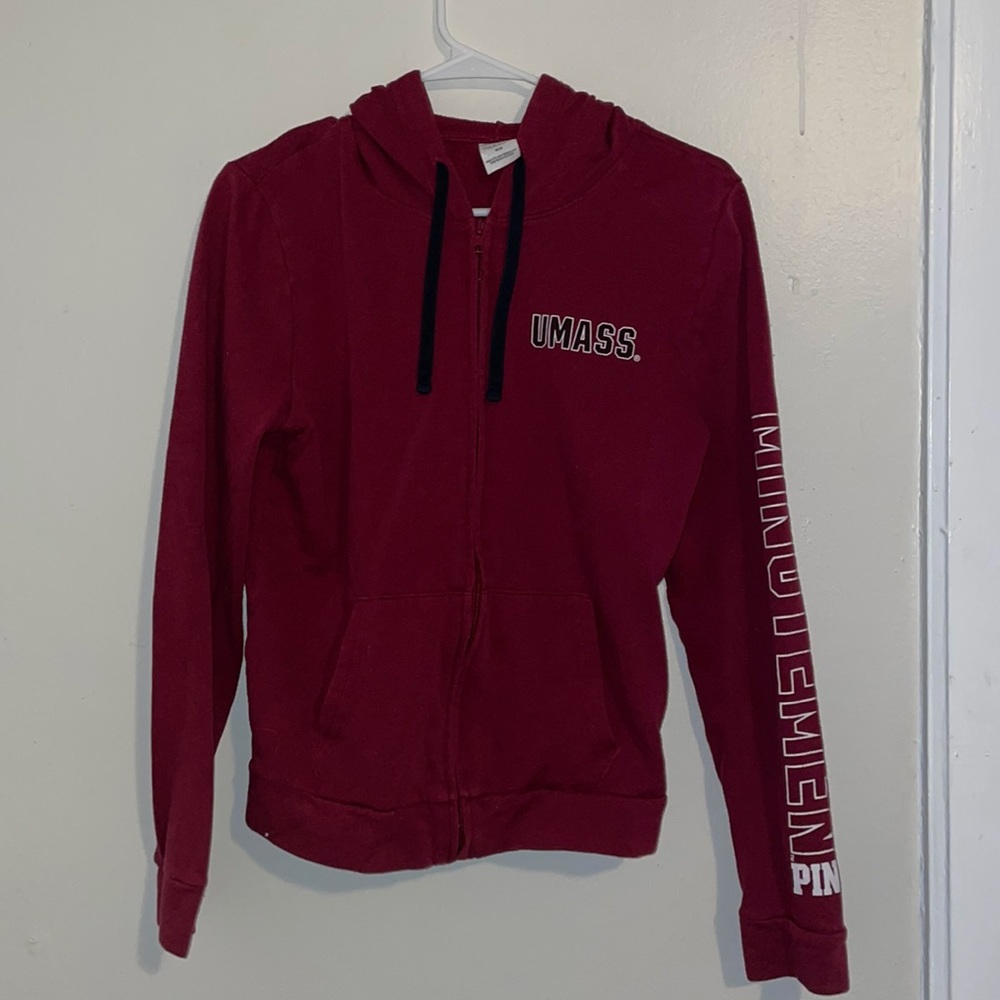UMass Amherst Minutemen, Pink by Victoria Secret, Zip-up hoodie, Size medium